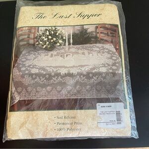 The Last Supper 100% Polyester White Lace Tablecloth 60" x 86" New in PKG USA